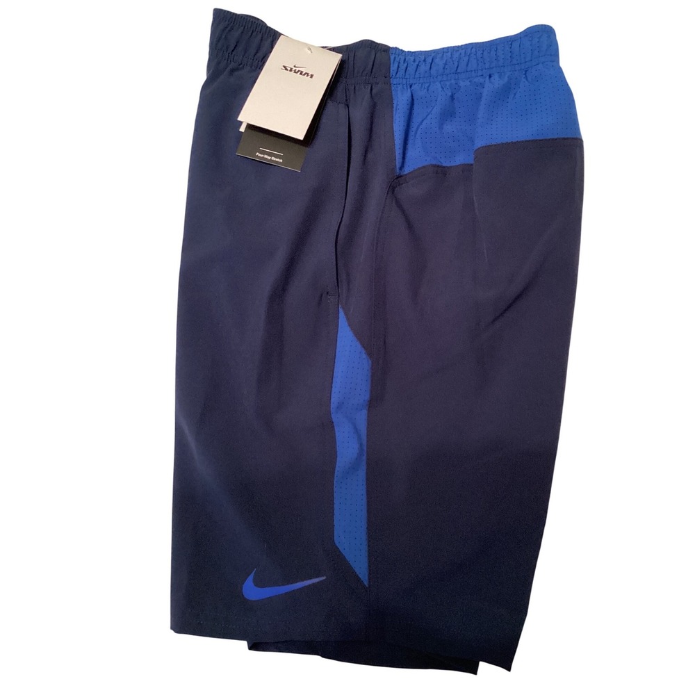 Nike Swim Mens Navy Blue Colorblock Board Shorts 4-Way Stretch NESSA482-440 S - Picture 3 of 6